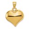 14K Gold Puffed Heart Charm Polished Love Pendant Jewerly 24mm x 18mm